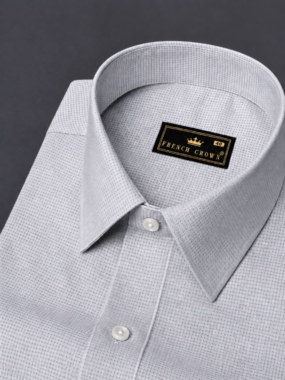 French Crown Light Gray Premium Giza Cotton Shirt 16.5 x 33